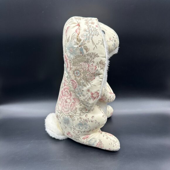 Vintage Floral Bunny Rabbit Plush Stuffed Animal Stand Up Cream Pink Cottagecore - Picture 3 of 12